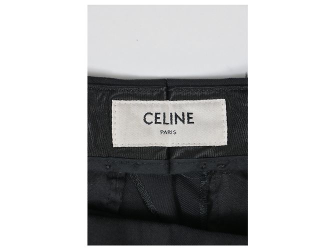 Céline Pantaloni Margaret a pieghe foderati Celine in lana nera Nero - vista 8