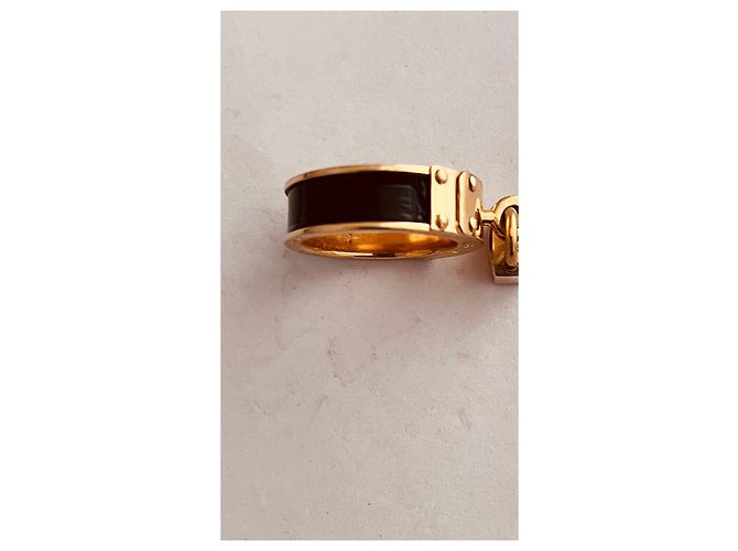 Hermès Kelly Schalring Goldmetall mit schwarzem Rand Golden - Ansicht 3