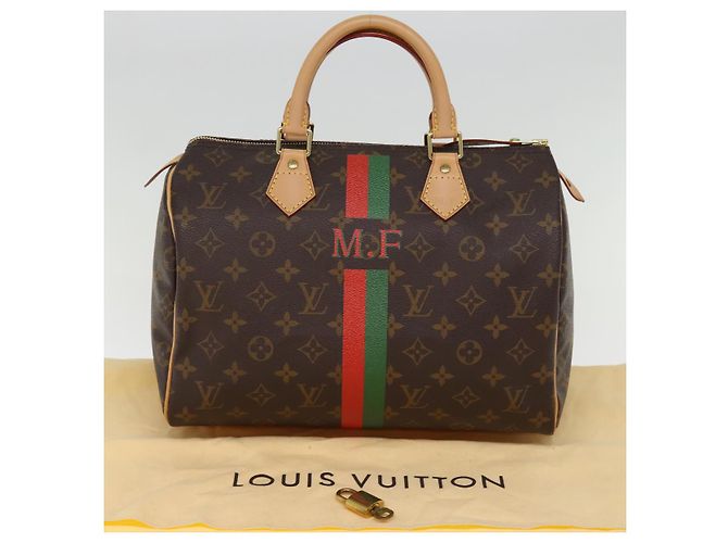 LOUIS VUITTON Monogramm My LV Heritage Speedy 30 Handtasche Rot Grün LV Auth 76750 - Ansicht 12