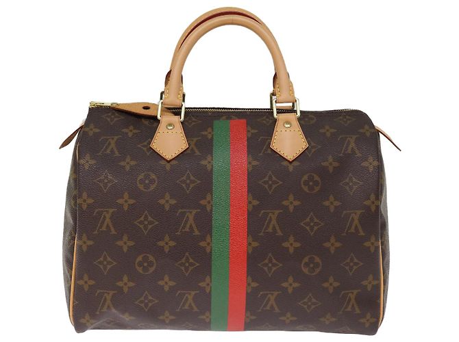 LOUIS VUITTON Monogramm My LV Heritage Speedy 30 Handtasche Rot Grün LV Auth 76750 - Ansicht 2