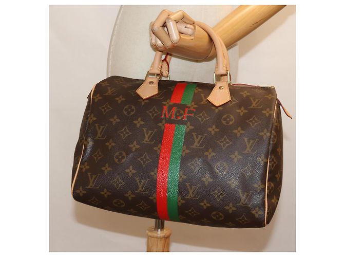 LOUIS VUITTON Monogramm My LV Heritage Speedy 30 Handtasche Rot Grün LV Auth 76750 - Ansicht 23
