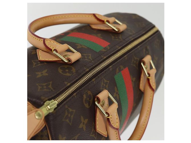 LOUIS VUITTON Monogramm My LV Heritage Speedy 30 Handtasche Rot Grün LV Auth 76750 - Ansicht 6