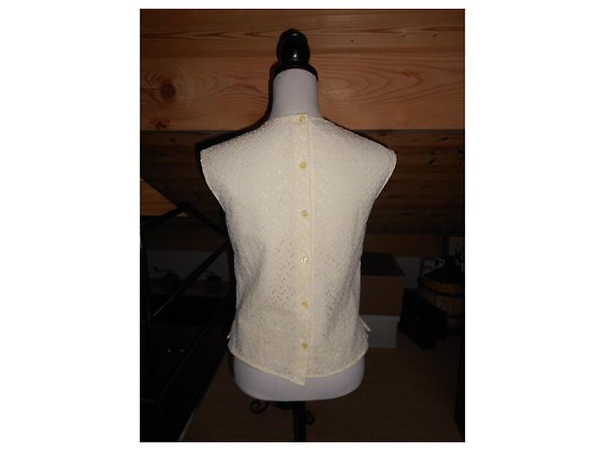 Prada Top de encaje gofrado sin mangas Amarillo - vista 4