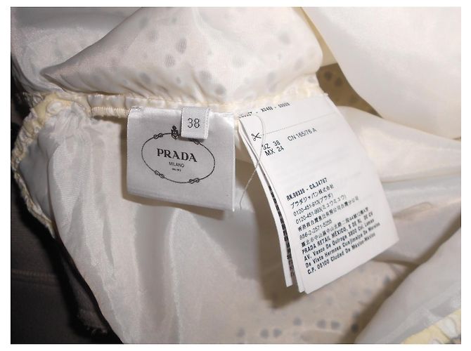 Prada Top de encaje gofrado sin mangas Amarillo - vista 6
