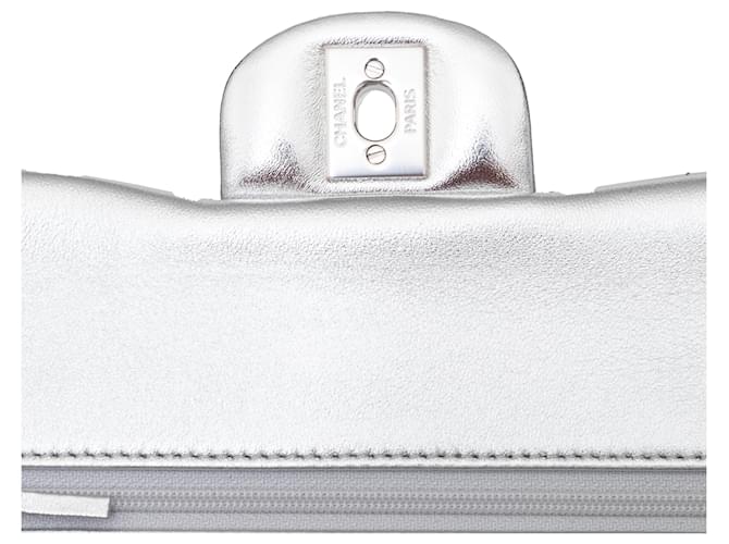 Borsa con patta foderata metallizzata Chanel Argento - vista 15