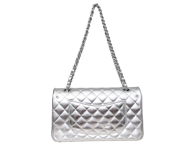 Borsa con patta foderata metallizzata Chanel Argento - vista 2