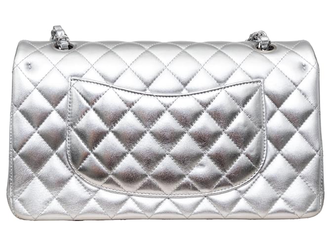 Borsa con patta foderata metallizzata Chanel Argento - vista 4