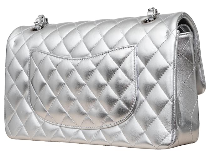 Borsa con patta foderata metallizzata Chanel Argento - vista 6