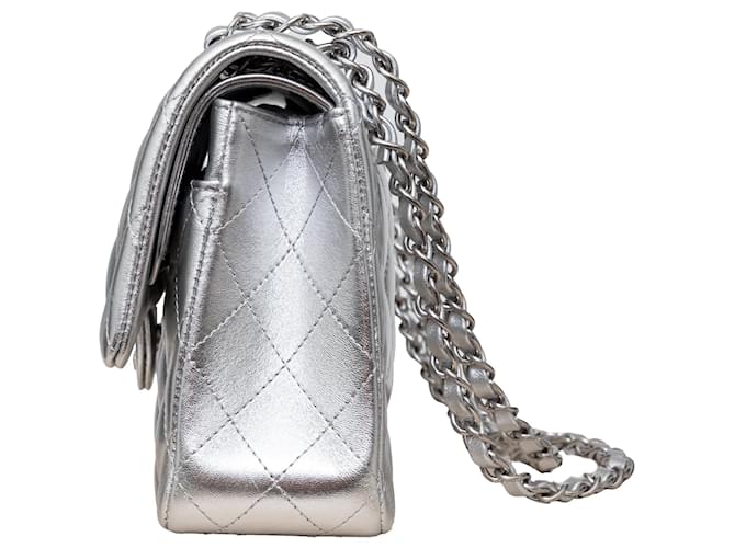 Borsa con patta foderata metallizzata Chanel Argento - vista 7