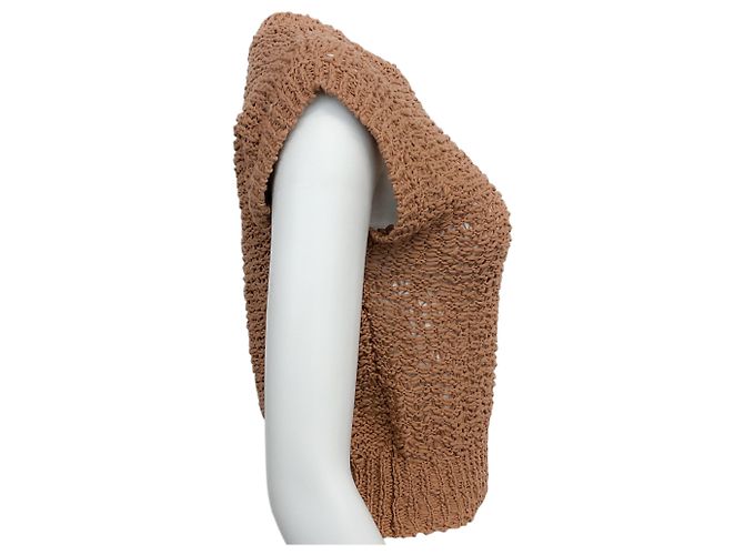 Pull sans manches en grosse maille beige Peserico - vue 2