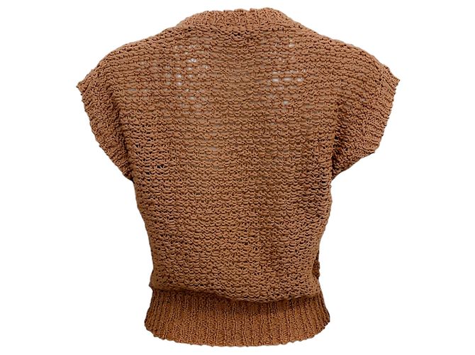 Pull sans manches en grosse maille beige Peserico - vue 3