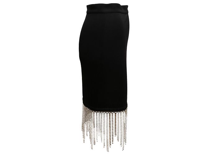 Gonna Burberry nera aderente con frange e strass Taglia US S Nero - vista 2