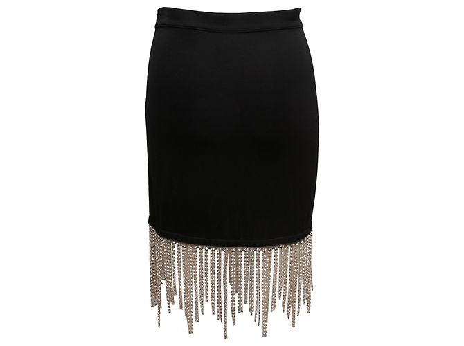 Gonna Burberry nera aderente con frange e strass Taglia US S Nero - vista 3