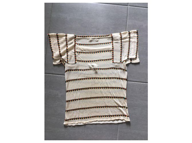 Missoni T-Shirt mit bunten Streifen Eggshell - Ansicht 2