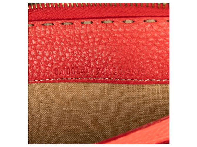 Fendi Red Leather Selleria Zip Around Long Wallet - view 10