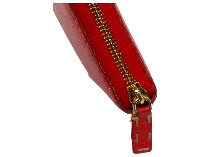 Fendi Red Leather Selleria Zip Around Long Wallet - view 11