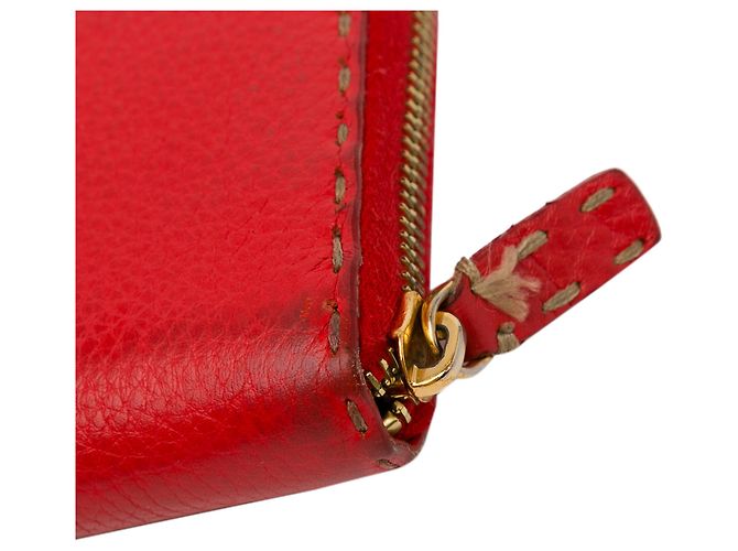 Fendi Red Leather Selleria Zip Around Long Wallet - view 12