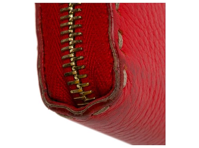 Fendi Red Leather Selleria Zip Around Long Wallet - view 13