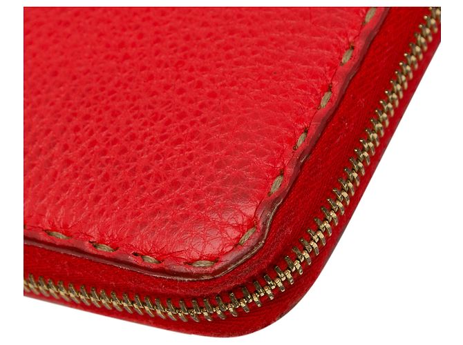 Fendi Red Leather Selleria Zip Around Long Wallet - view 15