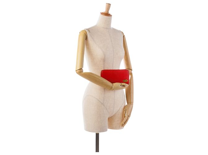 Fendi Red Leather Selleria Zip Around Long Wallet - view 16