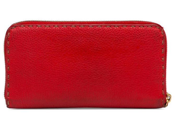 Fendi Red Leather Selleria Zip Around Long Wallet - view 3