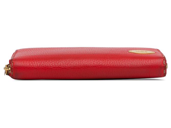 Fendi Red Leather Selleria Zip Around Long Wallet - view 4