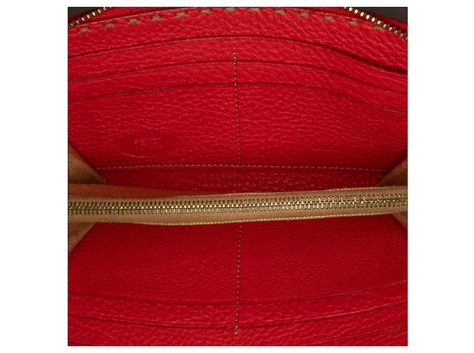 Fendi Red Leather Selleria Zip Around Long Wallet - view 5