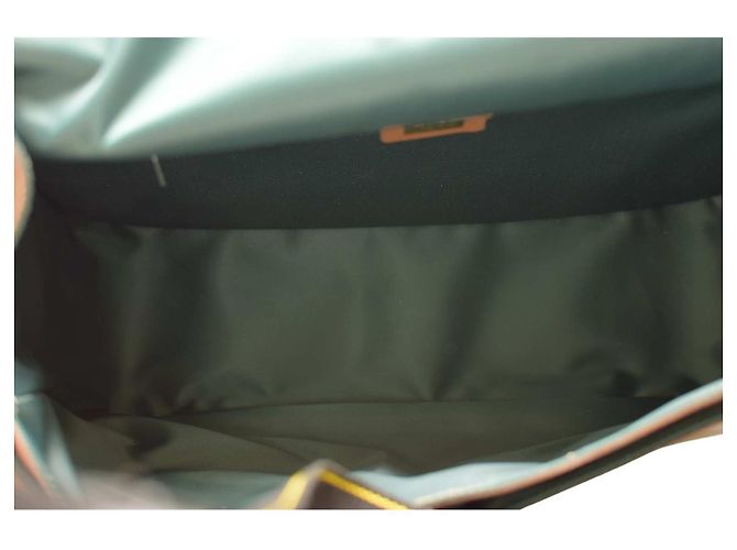 Borsa a tracolla Gianfranco Ferré in tela e pelle vernice marrone - vista 9