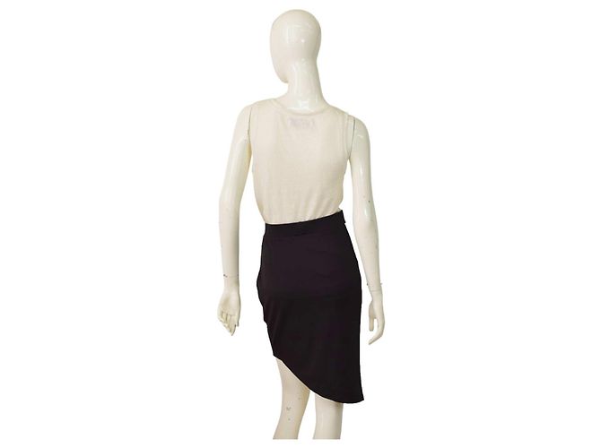 Autre Marque Jupe asymétrique Lanston Black Stretch noire à rayure blanche M - vue 2