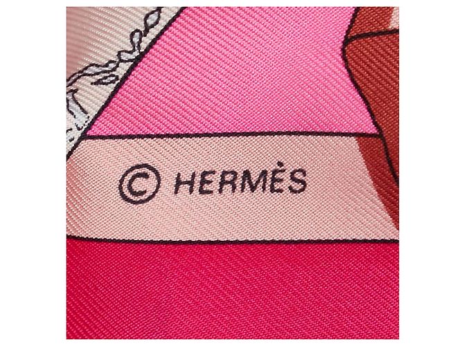 Cartera de seda Hermès 90 Bufanda con patrón de muñeca Hello Dolly en excelentes condiciones Rosa - vista 4