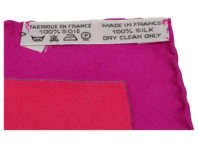 Cartera de seda Hermès 90 Bufanda con patrón de muñeca Hello Dolly en excelentes condiciones Rosa - vista 5