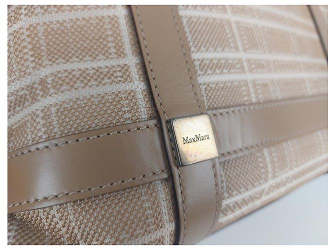 Borsa a mano Max Mara bianca beige cotone poliammide Bianco - vista 10