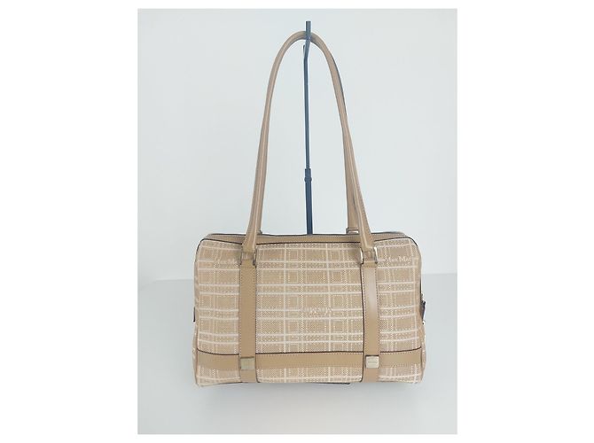 Borsa a mano Max Mara bianca beige cotone poliammide Bianco - vista 2
