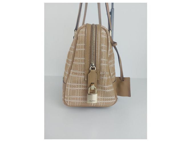 Borsa a mano Max Mara bianca beige cotone poliammide Bianco - vista 5