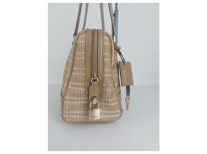 Borsa a mano Max Mara bianca beige cotone poliammide Bianco - vista 6