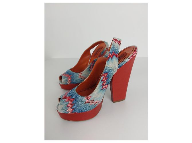 Décolleté Missoni Zigzag a punta aperta blu e rosso 37 Multicolore - vista 3
