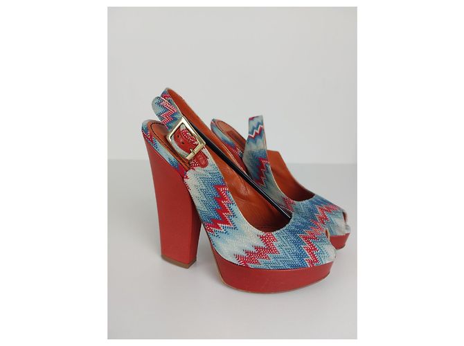 Décolleté Missoni Zigzag a punta aperta blu e rosso 37 Multicolore - vista 4