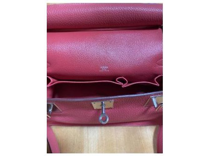 Borsa a mano Hermès Jypsiere in pelle corallo - vista 6