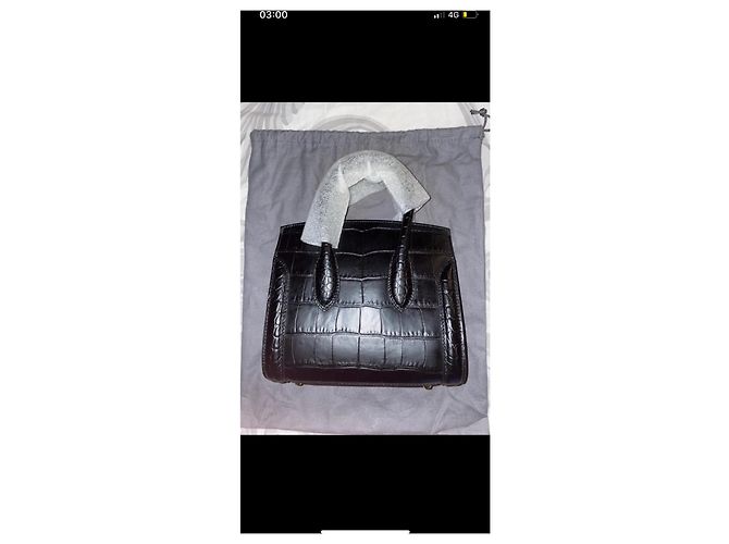 Borsa a mano Alexander McQueen Heroine 21 in pelle nera Nero - vista 6