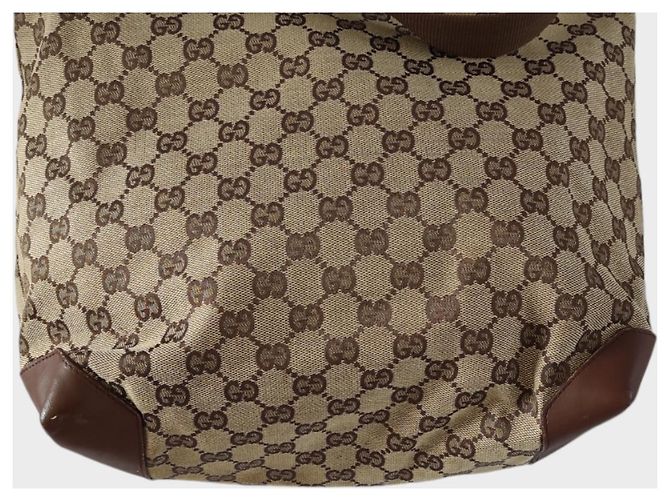 Borsa shopping Gucci marrone in pelle e tela Marrone chiaro - vista 8