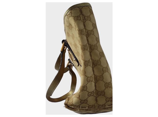 Borsa Tote Gucci Monogramma Marrone Beige Pelle D'oro Gold hardware - vista 13