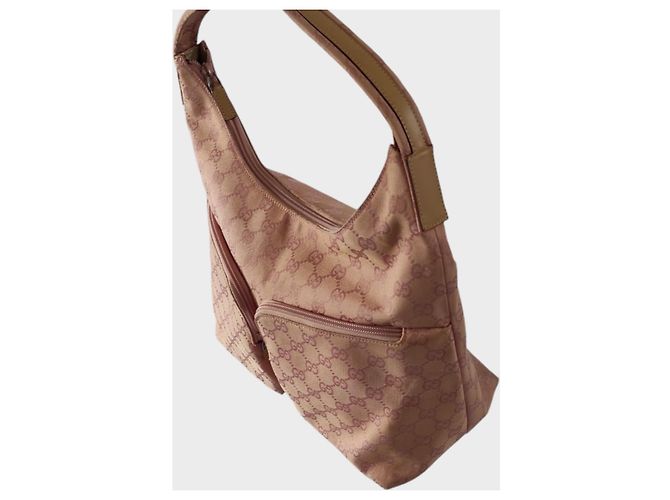 Borsa tote Gucci monogramma rosa in tela - vista 8