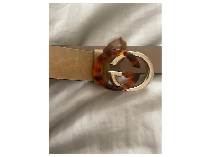 Marmont Gucci Gürtel Beige Leder Logo 90 - Ansicht 2