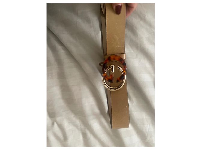 Marmont Gucci Gürtel Beige Leder Logo 90 - Ansicht 4