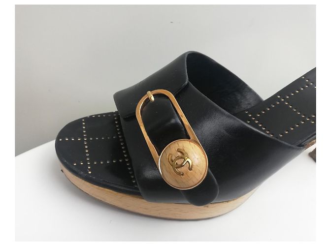 Mules Chanel in pelle nera 37 Nero - vista 12