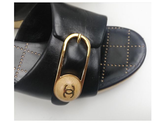 Mules Chanel in pelle nera 37 Nero - vista 3