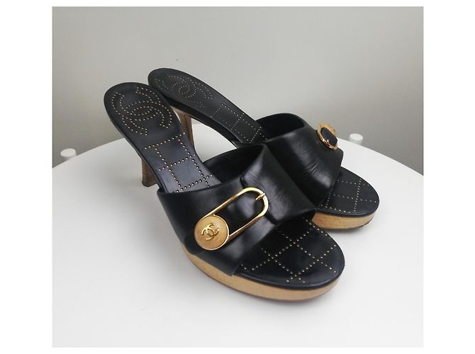 Mules Chanel in pelle nera 37 Nero - vista 9