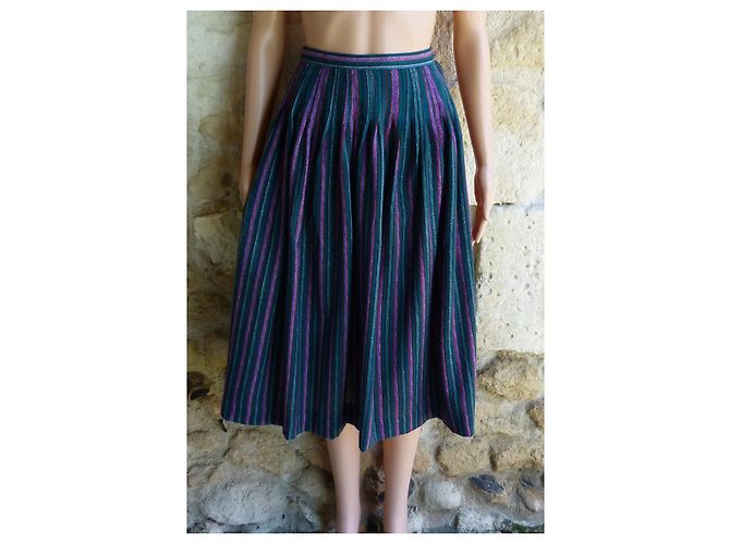 Falda larga de rayas de algodón Yves Saint Laurent Multicolor - vista 2