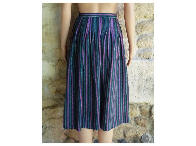 Falda larga de rayas de algodón Yves Saint Laurent Multicolor - vista 4
