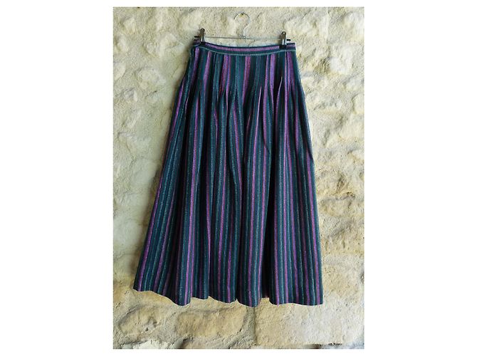 Falda larga de rayas de algodón Yves Saint Laurent Multicolor - vista 5
